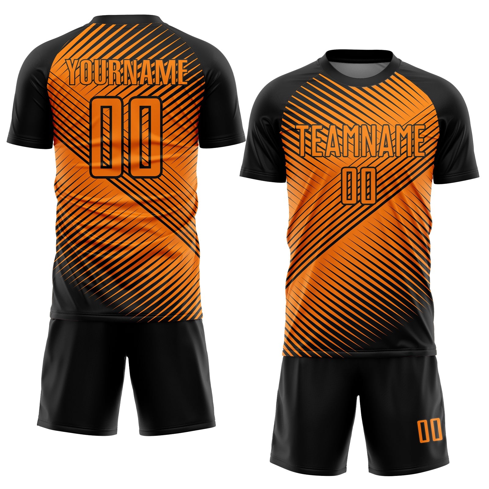 Custom Black Bay Orange Line Sublimation Soccer Uniform Jersey view 2