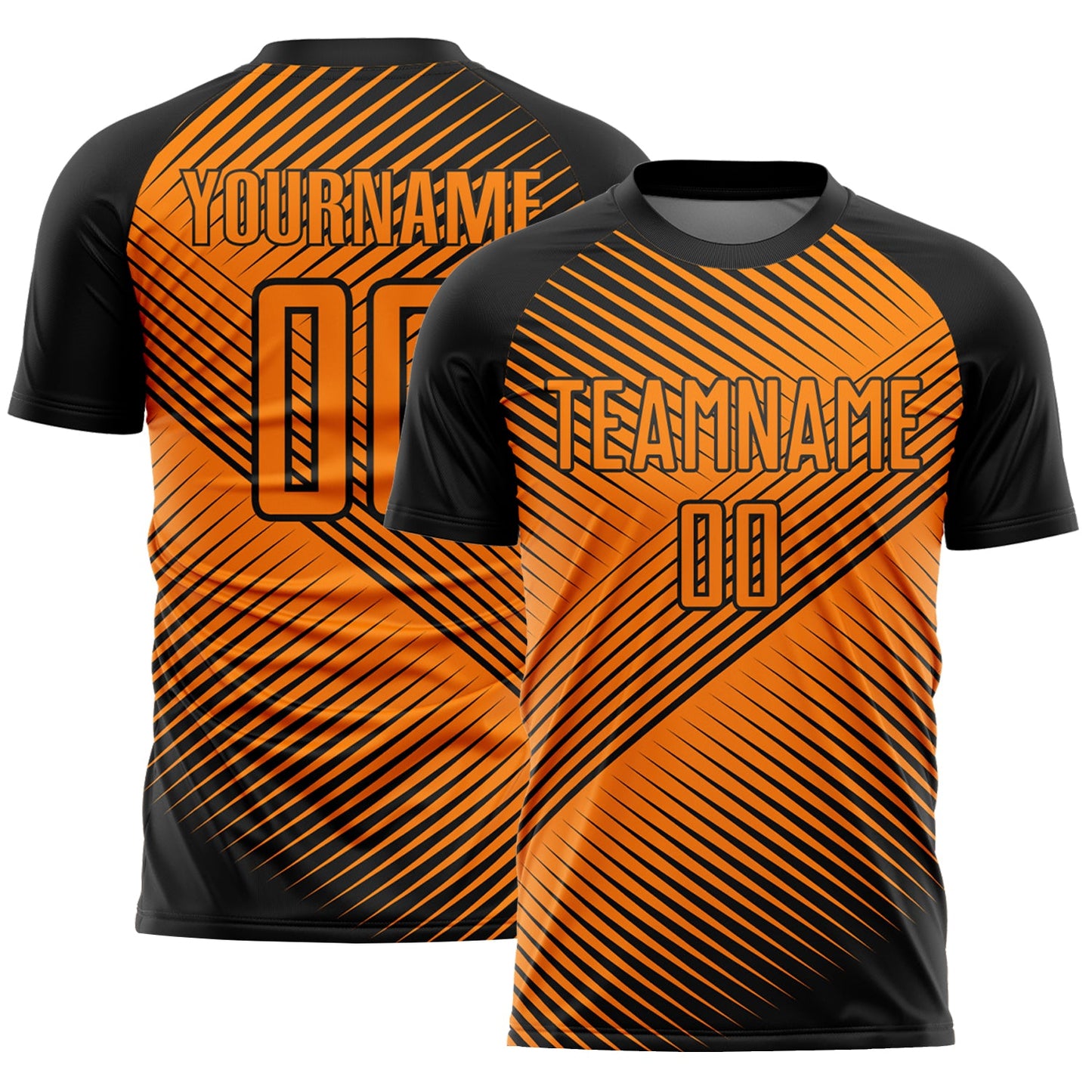 Custom Black Bay Orange Line Sublimation Soccer Uniform Jersey - Main View