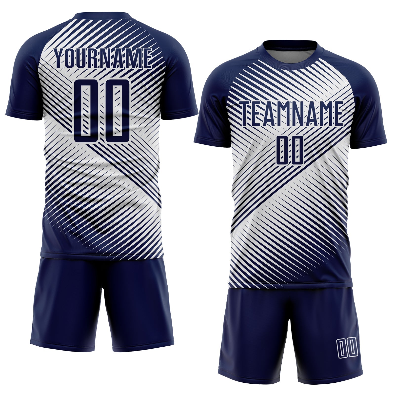 Custom Navy White Line Sublimation Soccer Uniform Jersey view 2