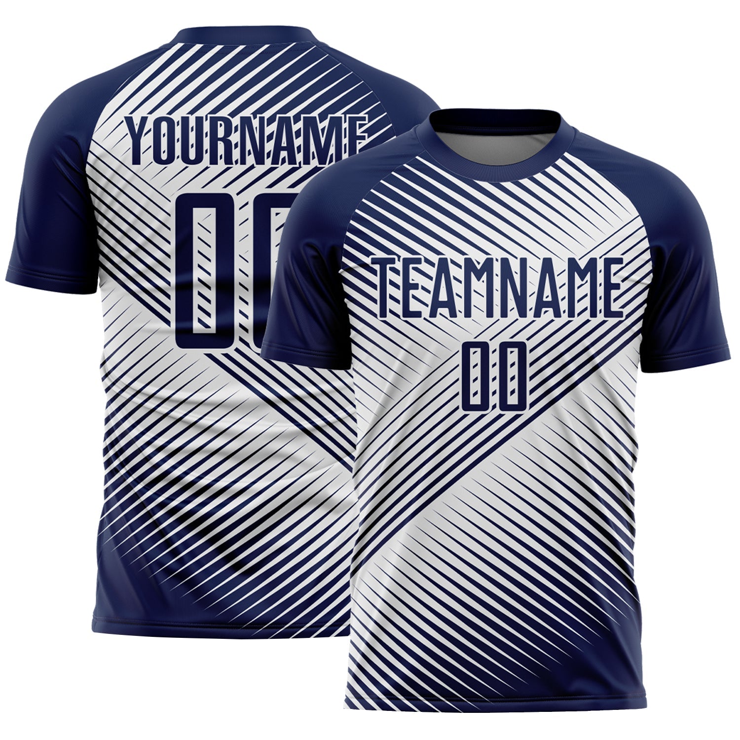 Custom Navy White Line Sublimation Soccer Uniform Jersey - Main View