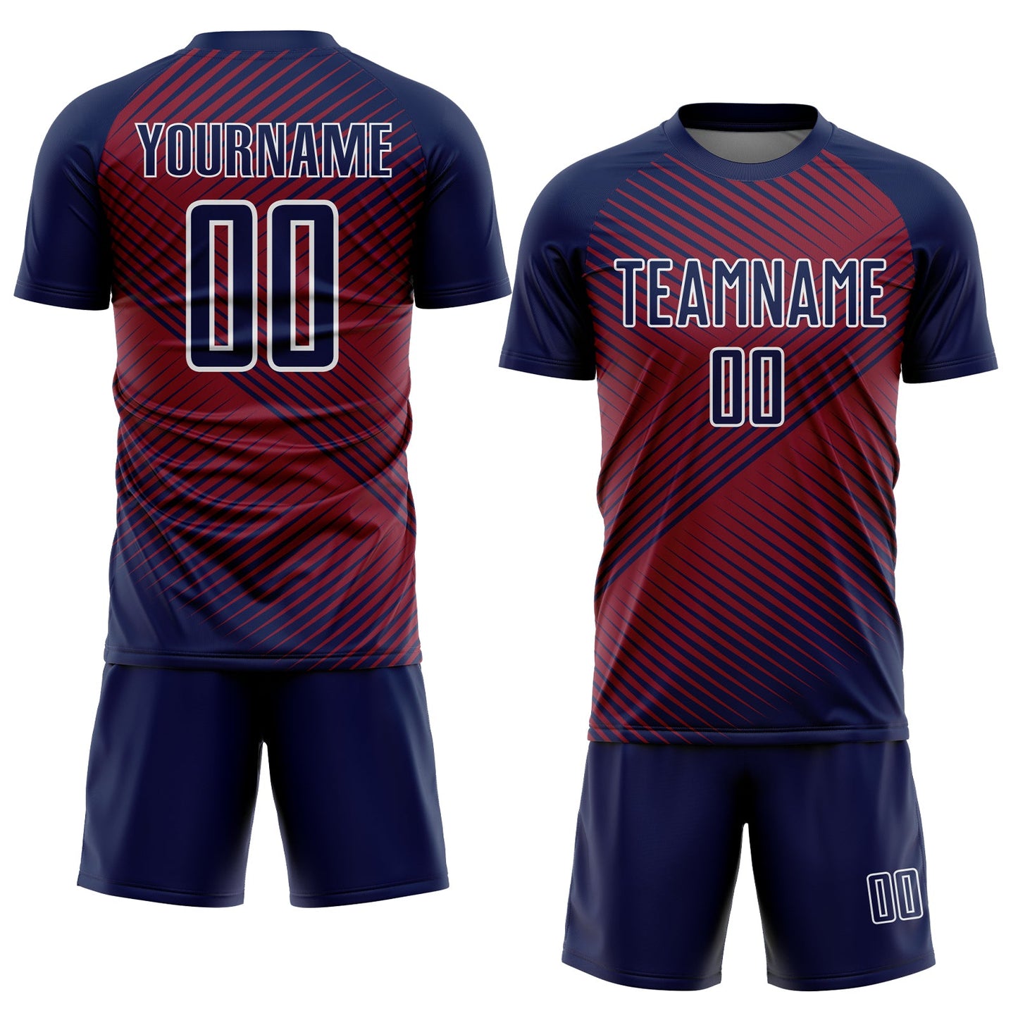 Custom Navy Crimson-White Line Sublimation Soccer Uniform Jersey view 2