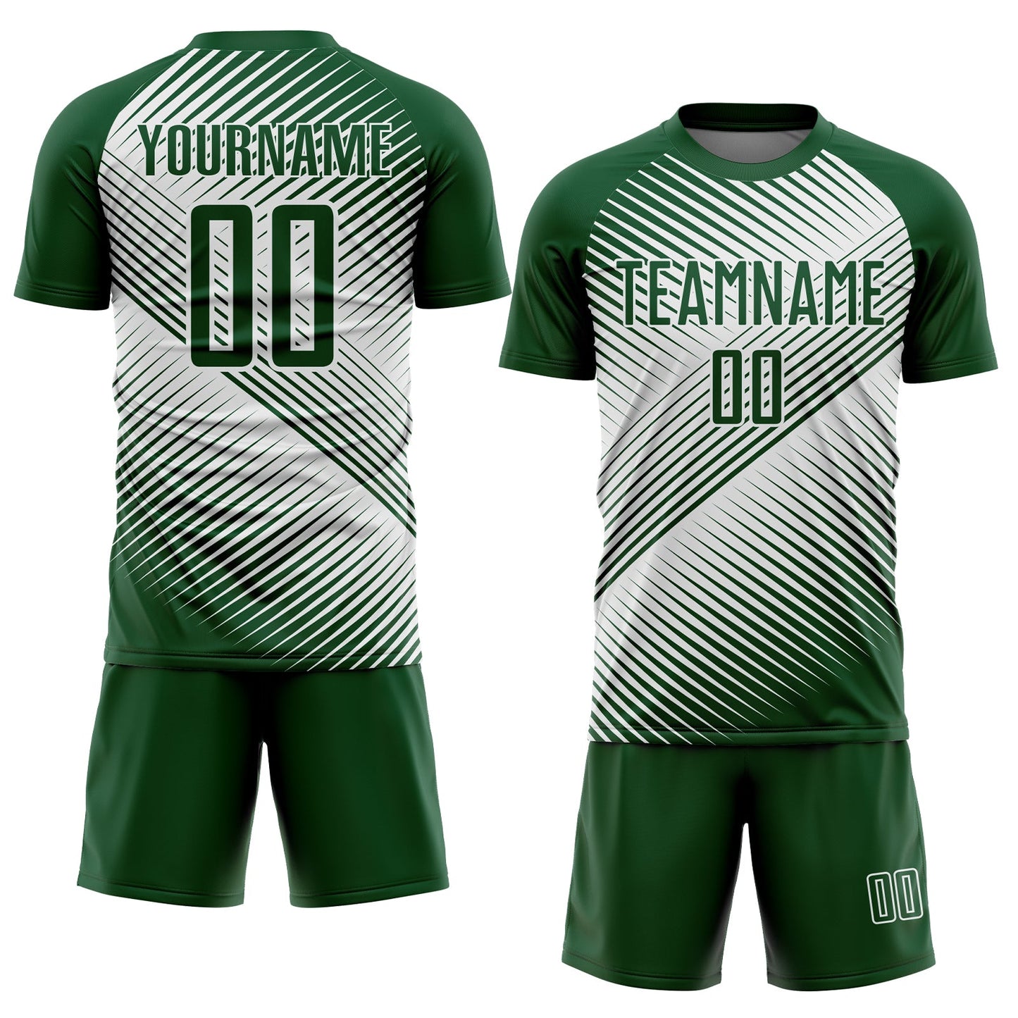 Custom Green White Line Sublimation Soccer Uniform Jersey view 2