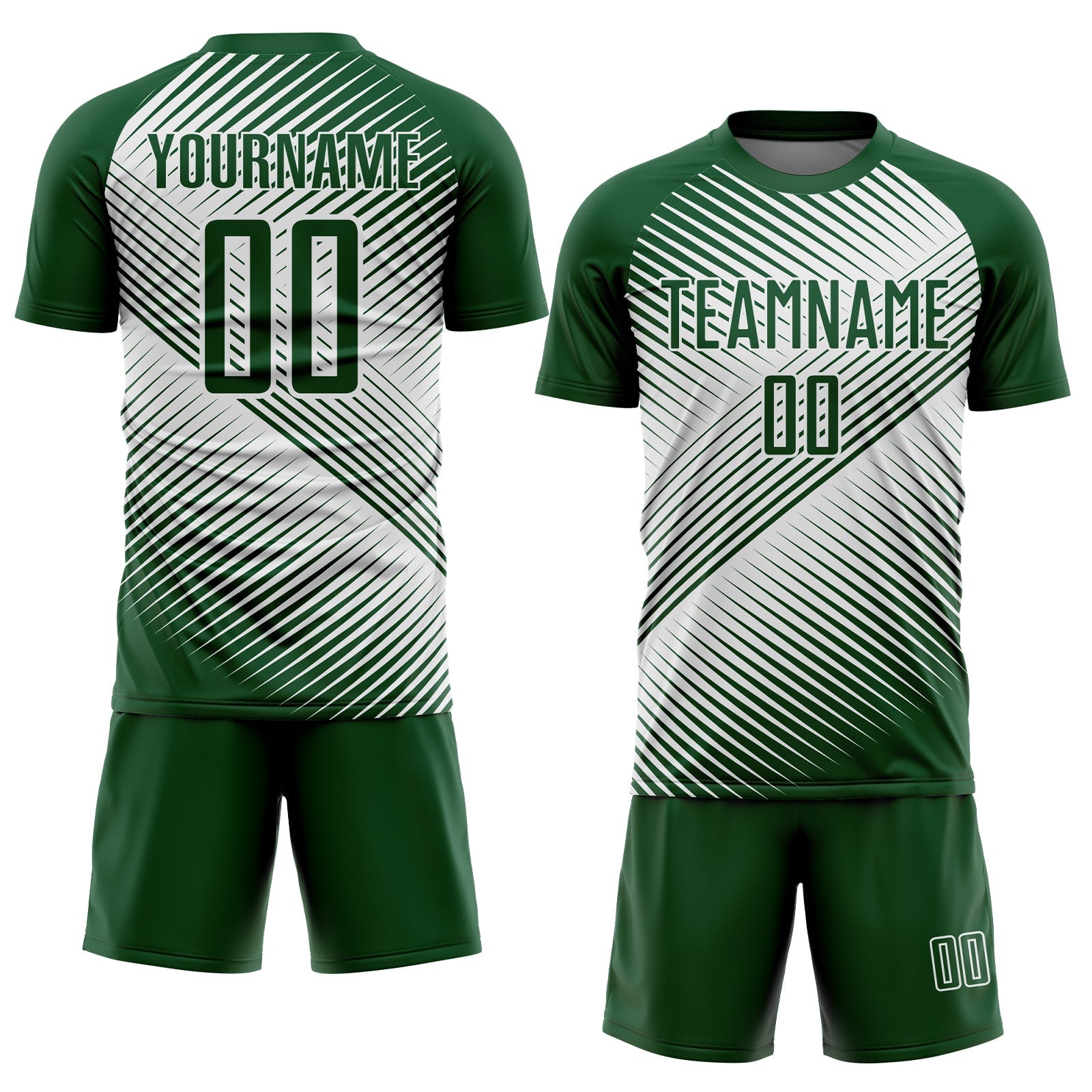 Custom Green White Line Sublimation Soccer Uniform Jersey view 2