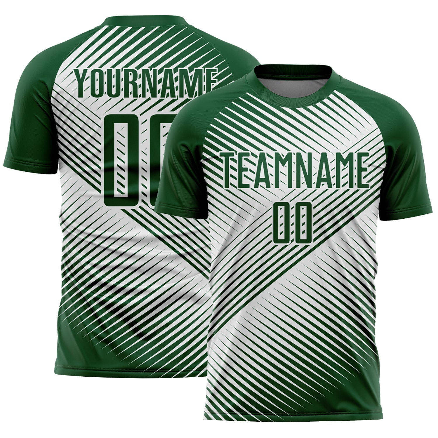 Custom Green White Line Sublimation Soccer Uniform Jersey - Main View