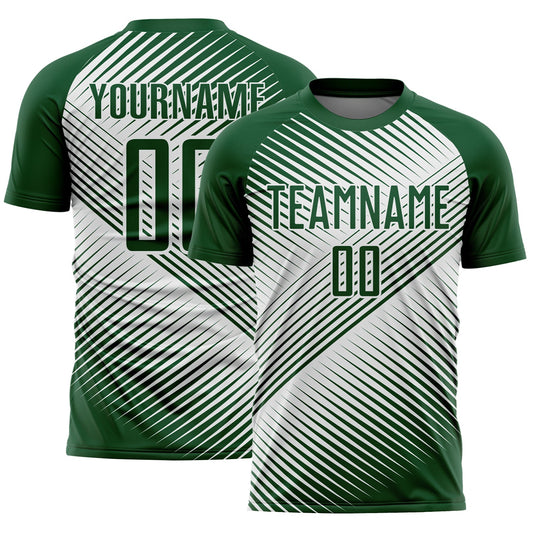 Custom Green White Line Sublimation Soccer Uniform Jersey - Main View