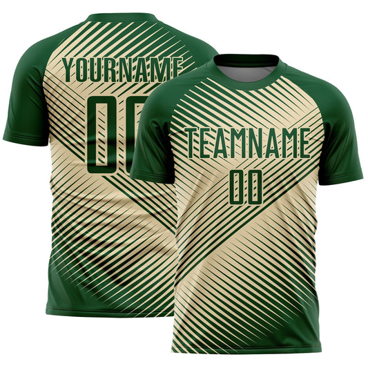 Custom Green Cream Line Sublimation Soccer Uniform Jersey - Main View