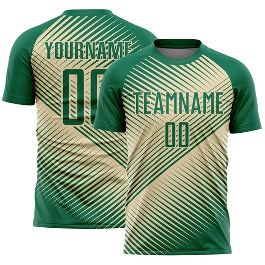 Custom Kelly Green Cream Line Sublimation Soccer Uniform Jersey - Main View