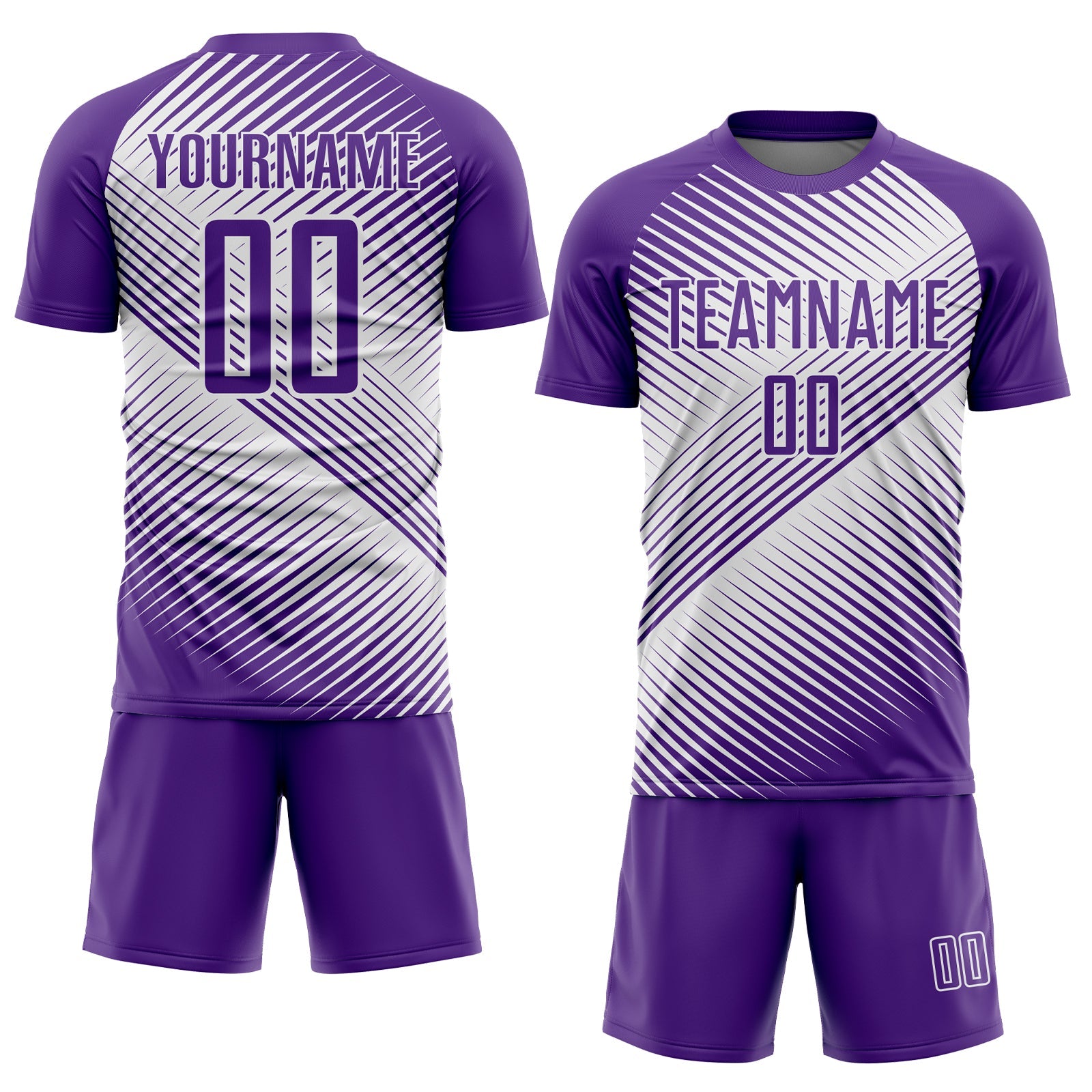 Custom Purple White Line Sublimation Soccer Uniform Jersey view 2