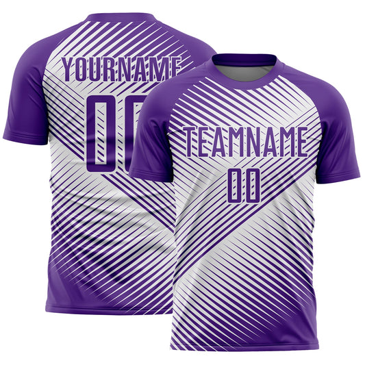 Custom Purple White Line Sublimation Soccer Uniform Jersey - Main View