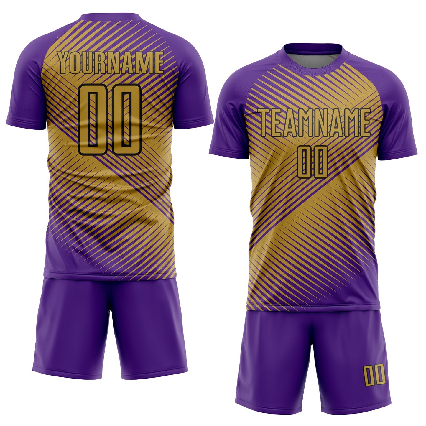 Custom Purple Old Gold-Black Line Sublimation Soccer Uniform Jersey view 2