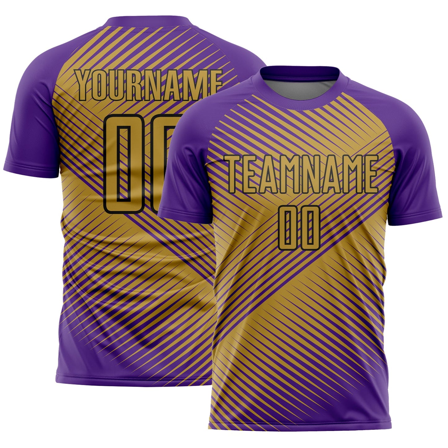 Custom Purple Old Gold-Black Line Sublimation Soccer Uniform Jersey - Main View