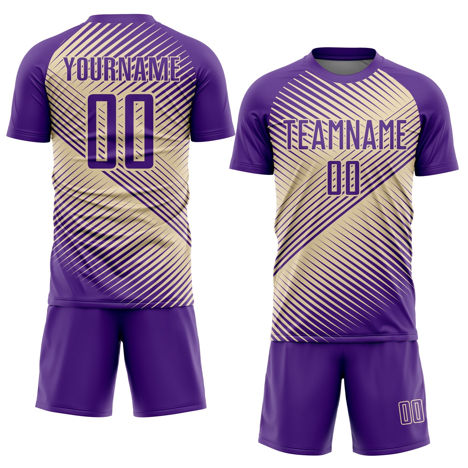 Custom Purple Cream Line Sublimation Soccer Uniform Jersey view 2