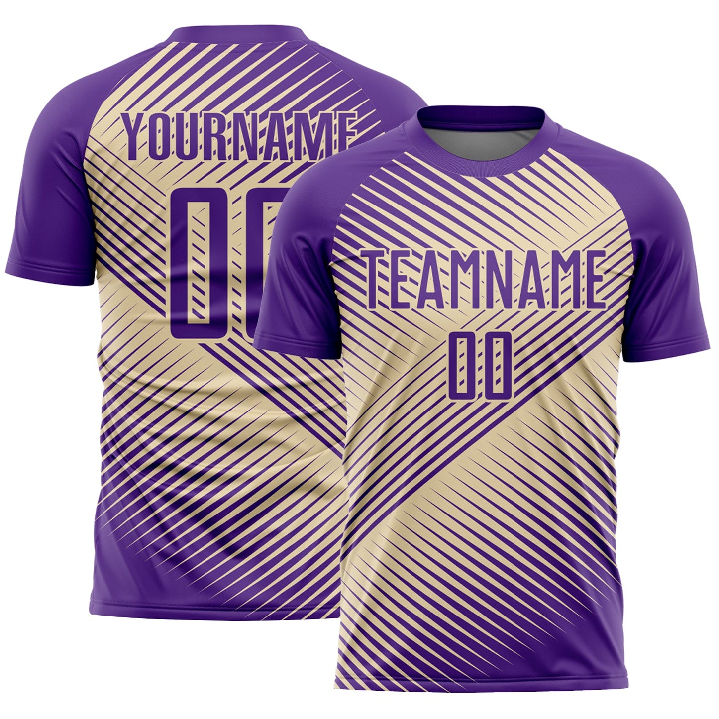 Custom Purple Cream Line Sublimation Soccer Uniform Jersey - Main View