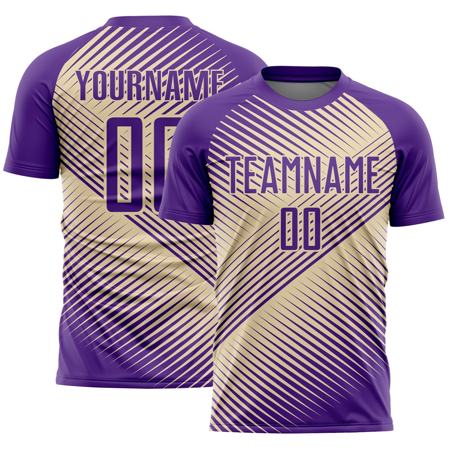 Custom Purple Cream Line Sublimation Soccer Uniform Jersey - Main View