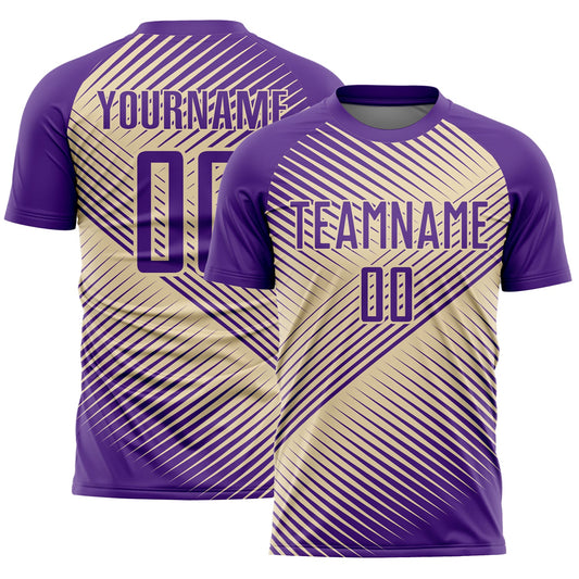 Custom Purple Cream Line Sublimation Soccer Uniform Jersey - Main View