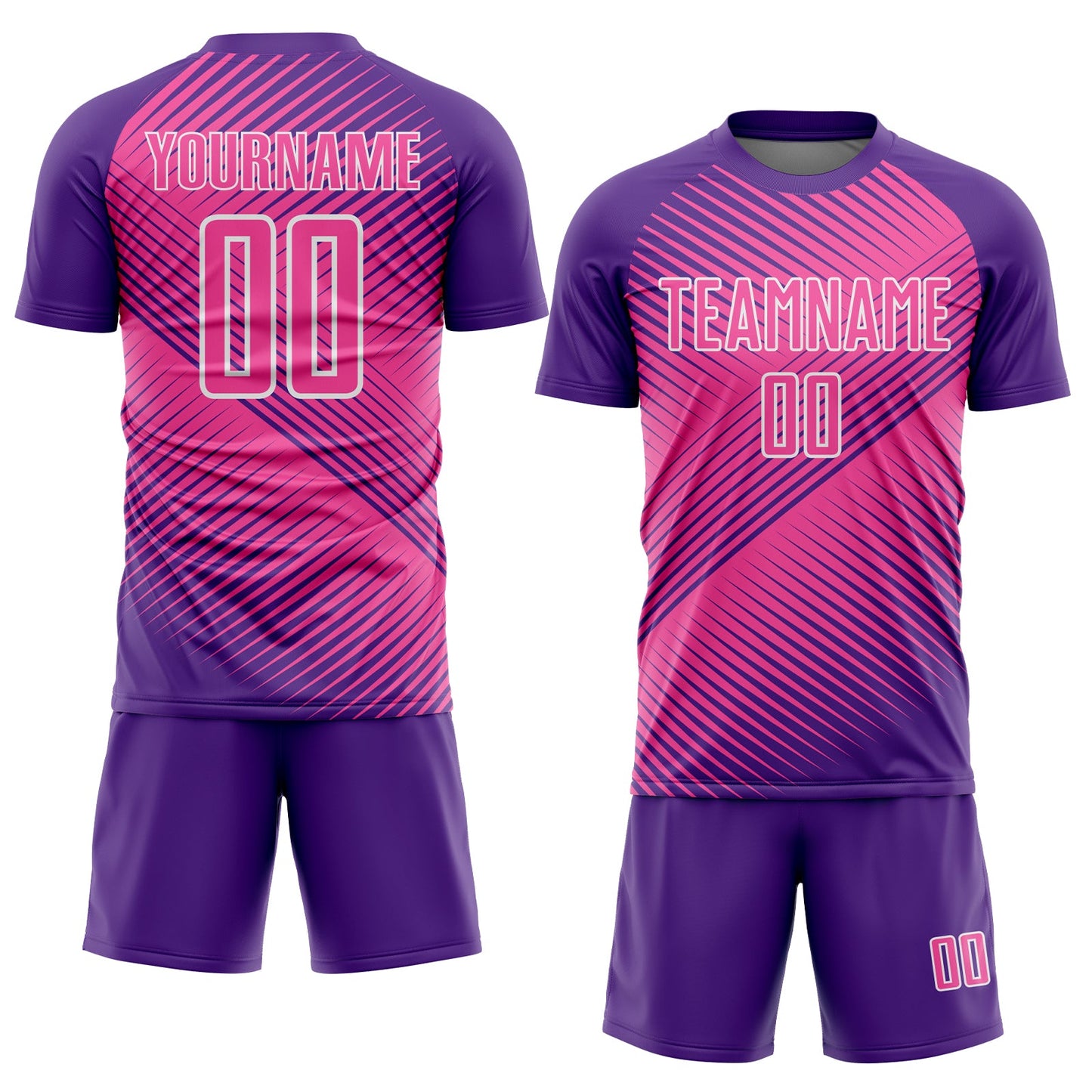 Custom Purple Pink-White Line Sublimation Soccer Uniform Jersey view 2
