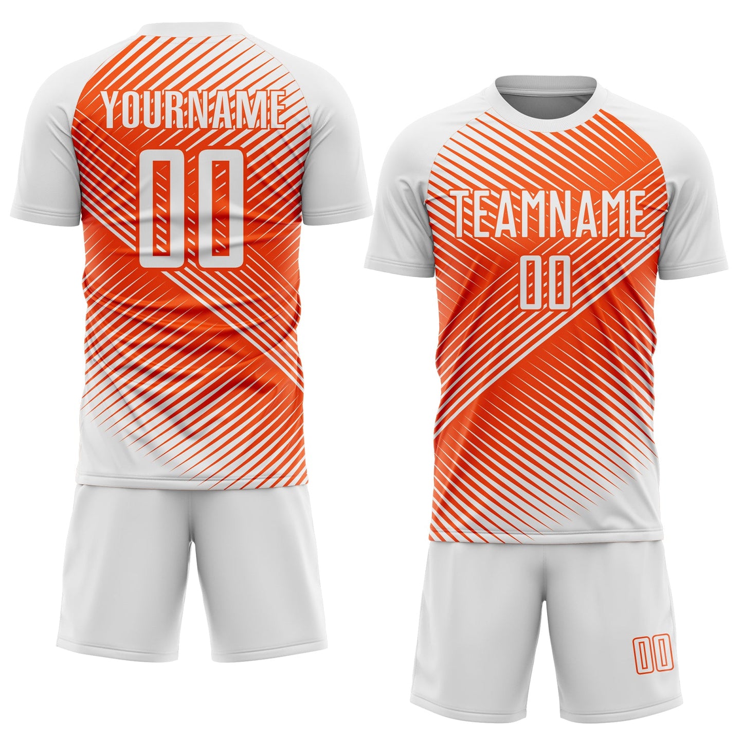 Custom White Orange Line Sublimation Soccer Uniform Jersey view 2