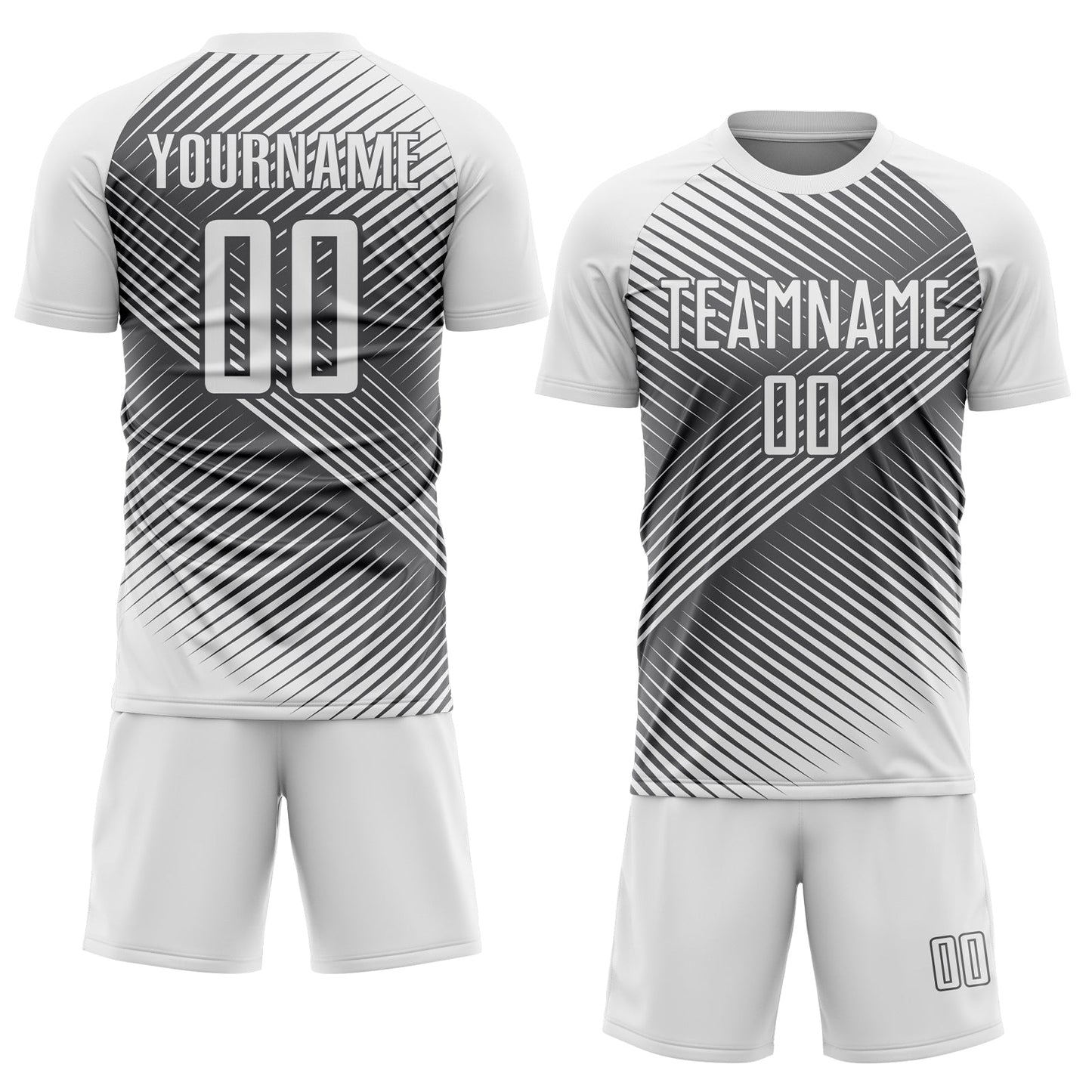 Custom White Steel Gray Line Sublimation Soccer Uniform Jersey view 2