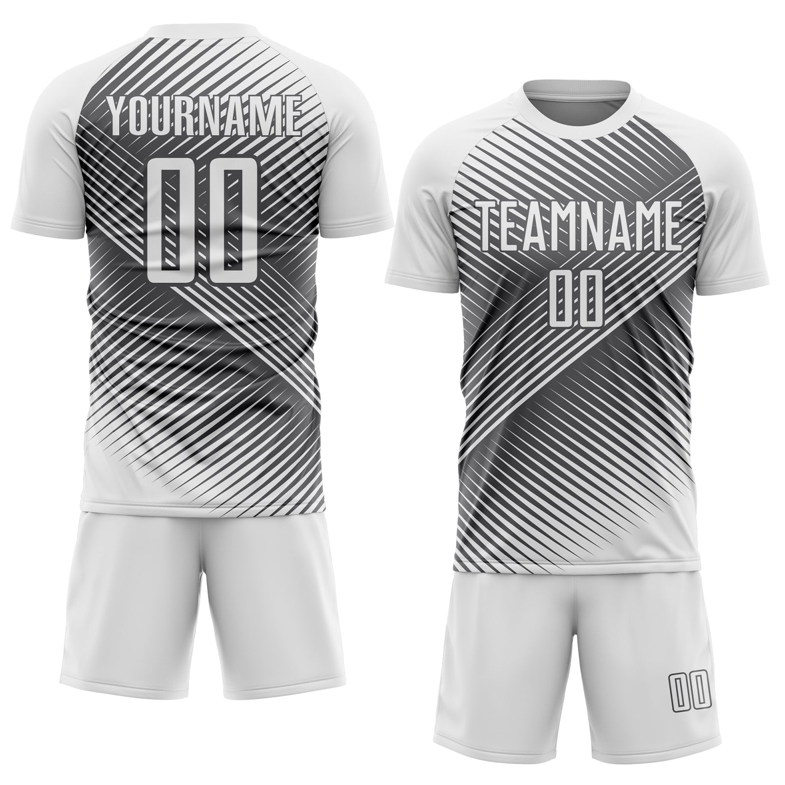Custom White Steel Gray Line Sublimation Soccer Uniform Jersey view 2