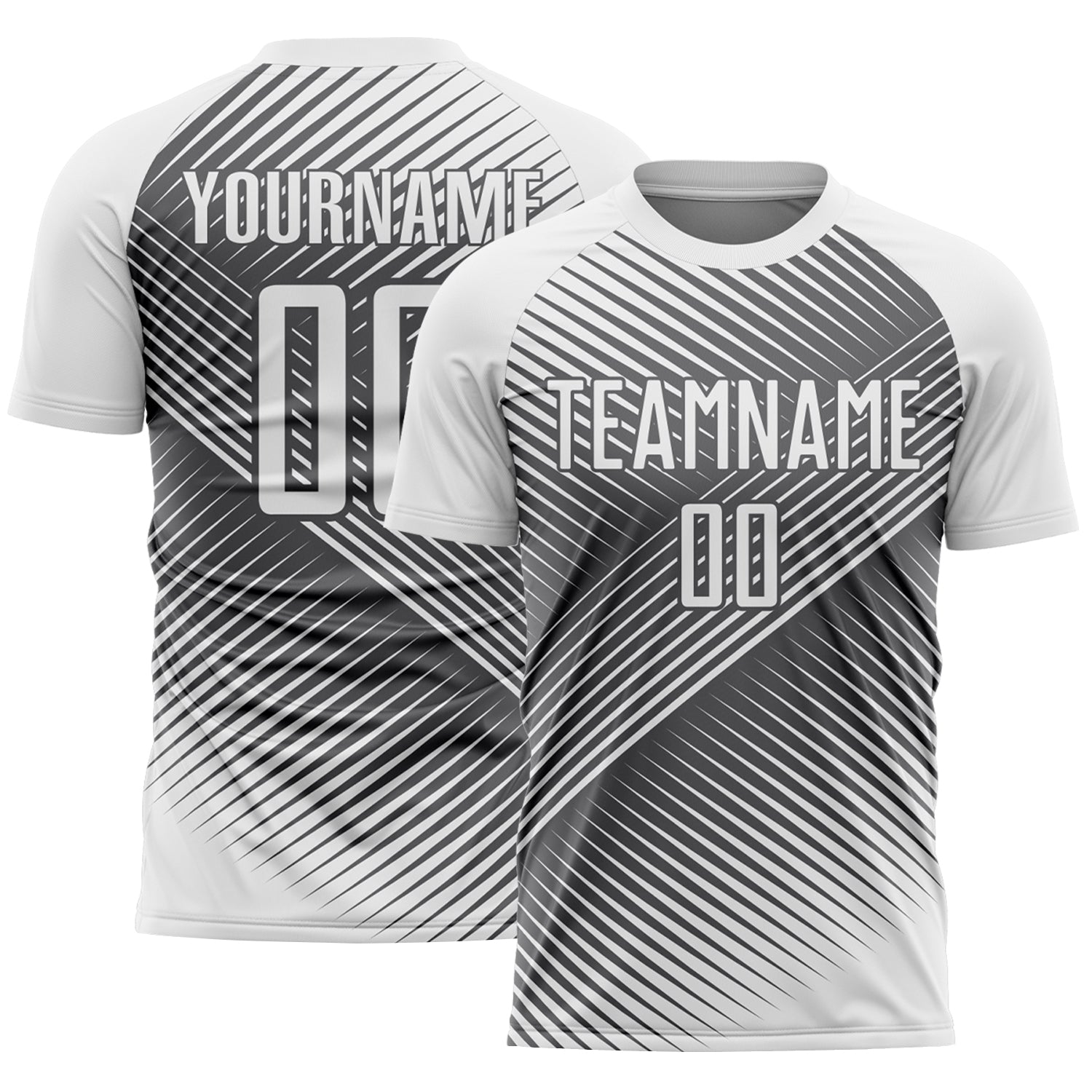 Custom White Steel Gray Line Sublimation Soccer Uniform Jersey - Main View