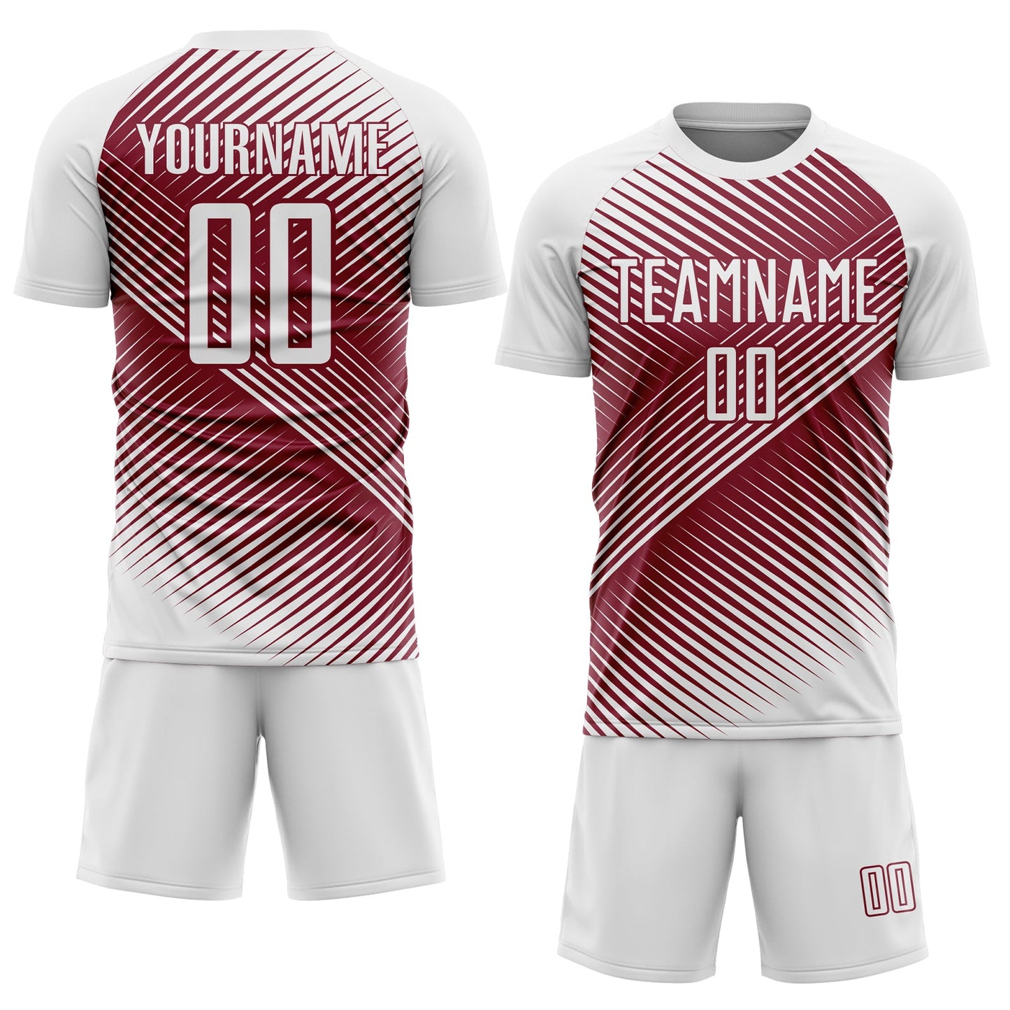 Custom White Crimson Line Sublimation Soccer Uniform Jersey view 2