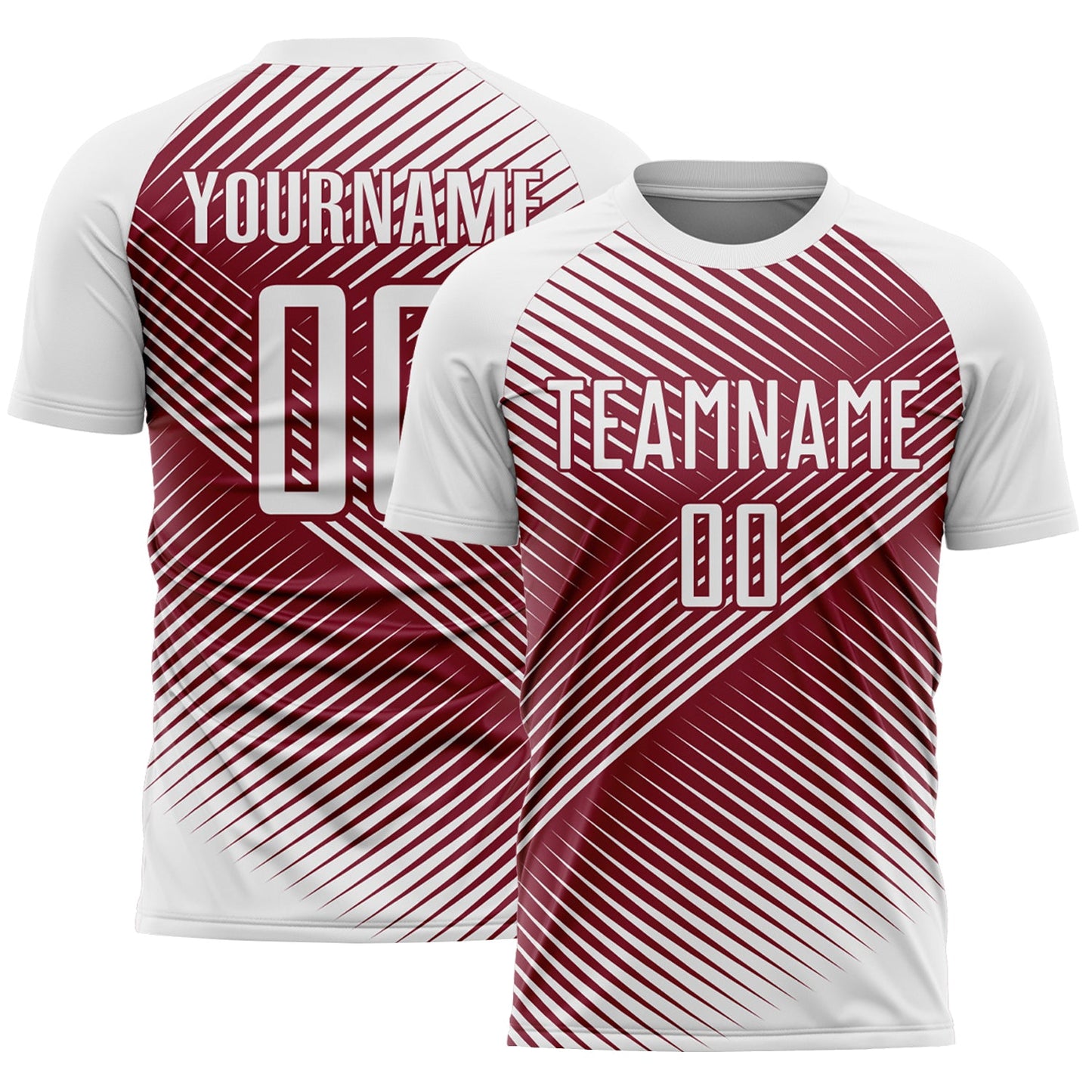 Custom White Crimson Line Sublimation Soccer Uniform Jersey - Main View