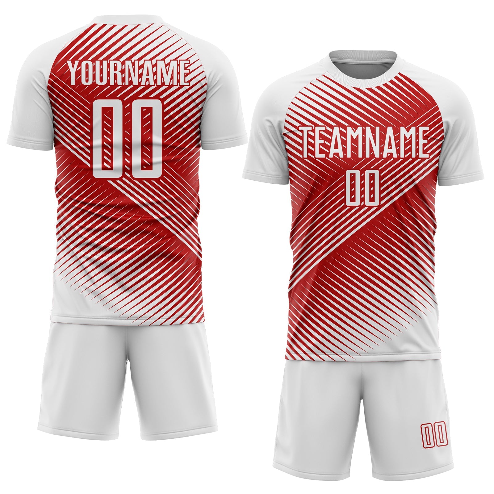 Custom White Red Line Sublimation Soccer Uniform Jersey view 2