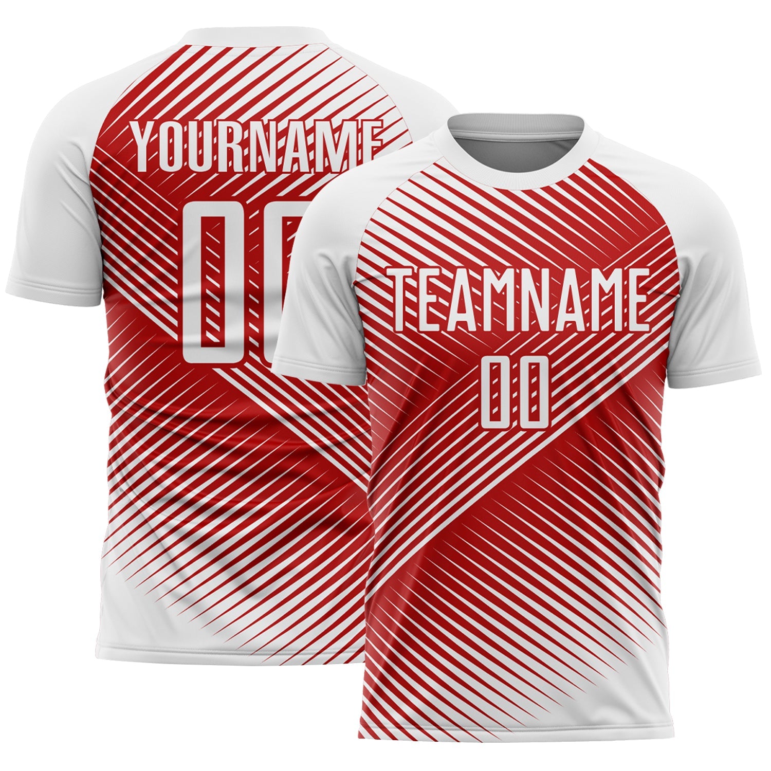Custom White Red Line Sublimation Soccer Uniform Jersey - Main View