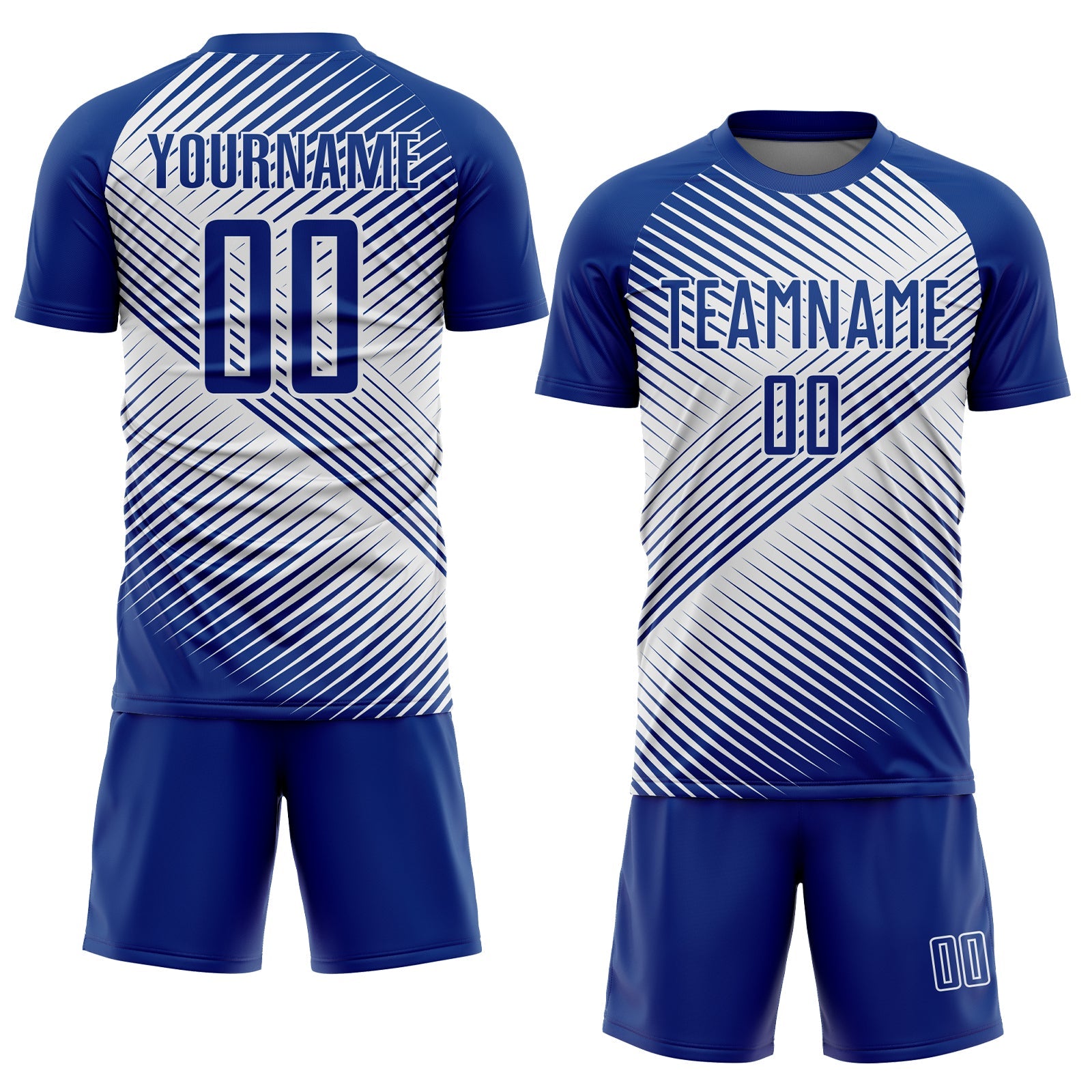 Custom Royal White Line Sublimation Soccer Uniform Jersey view 2