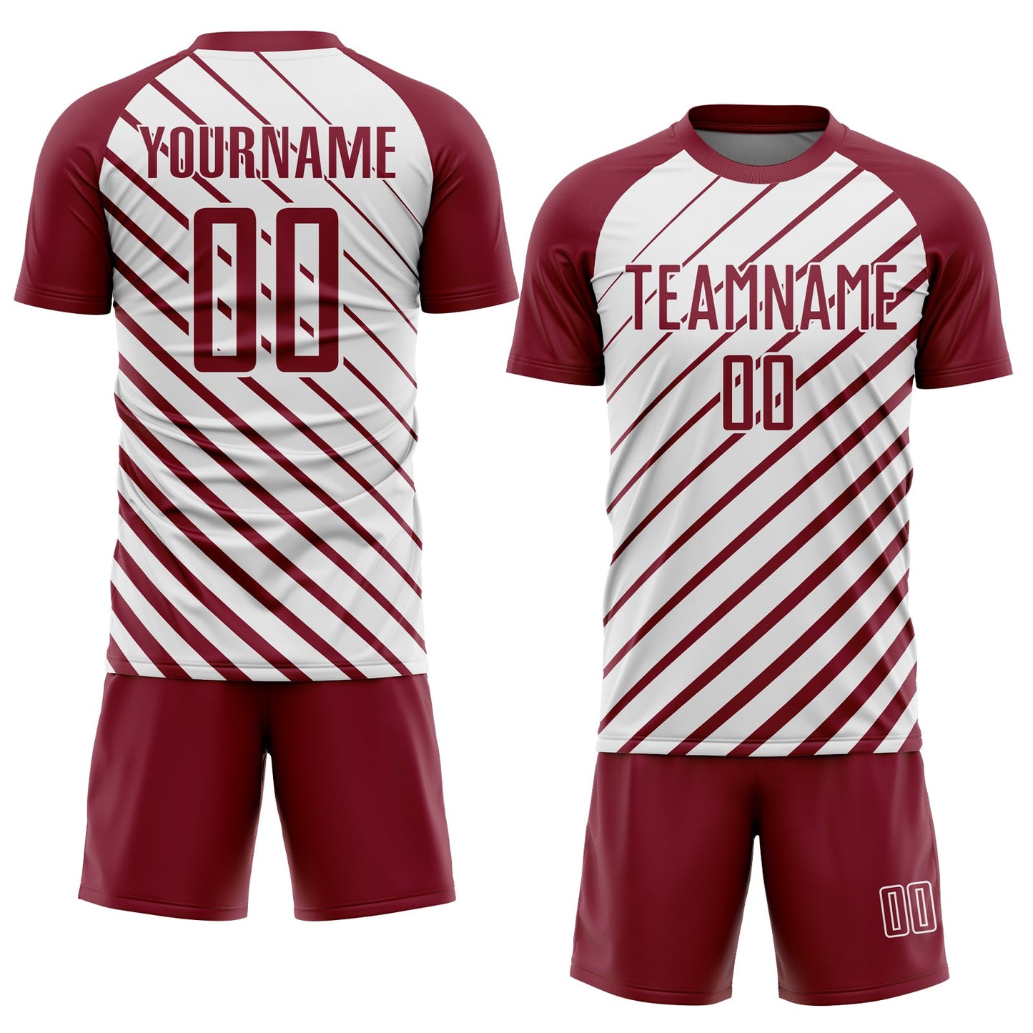 Custom Crimson White Lines Sublimation Soccer Uniform Jersey view 2