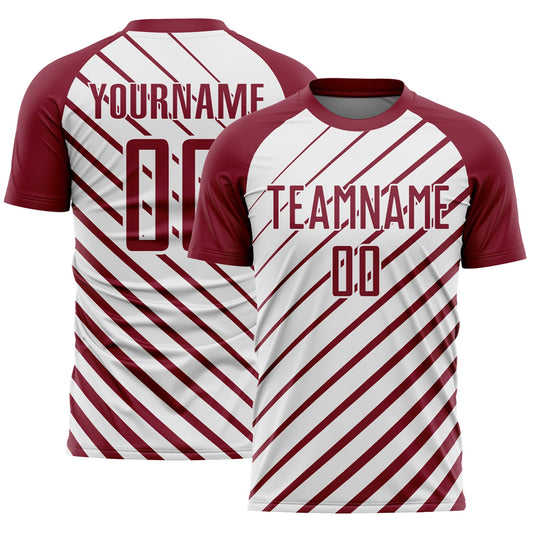 Custom Crimson White Lines Sublimation Soccer Uniform Jersey - Main View