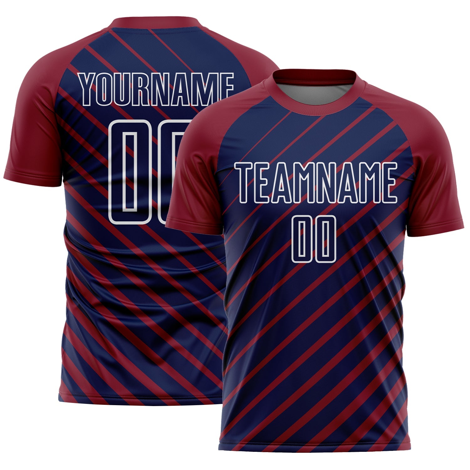 Custom Crimson Navy-White Lines Sublimation Soccer Uniform Jersey - Main View