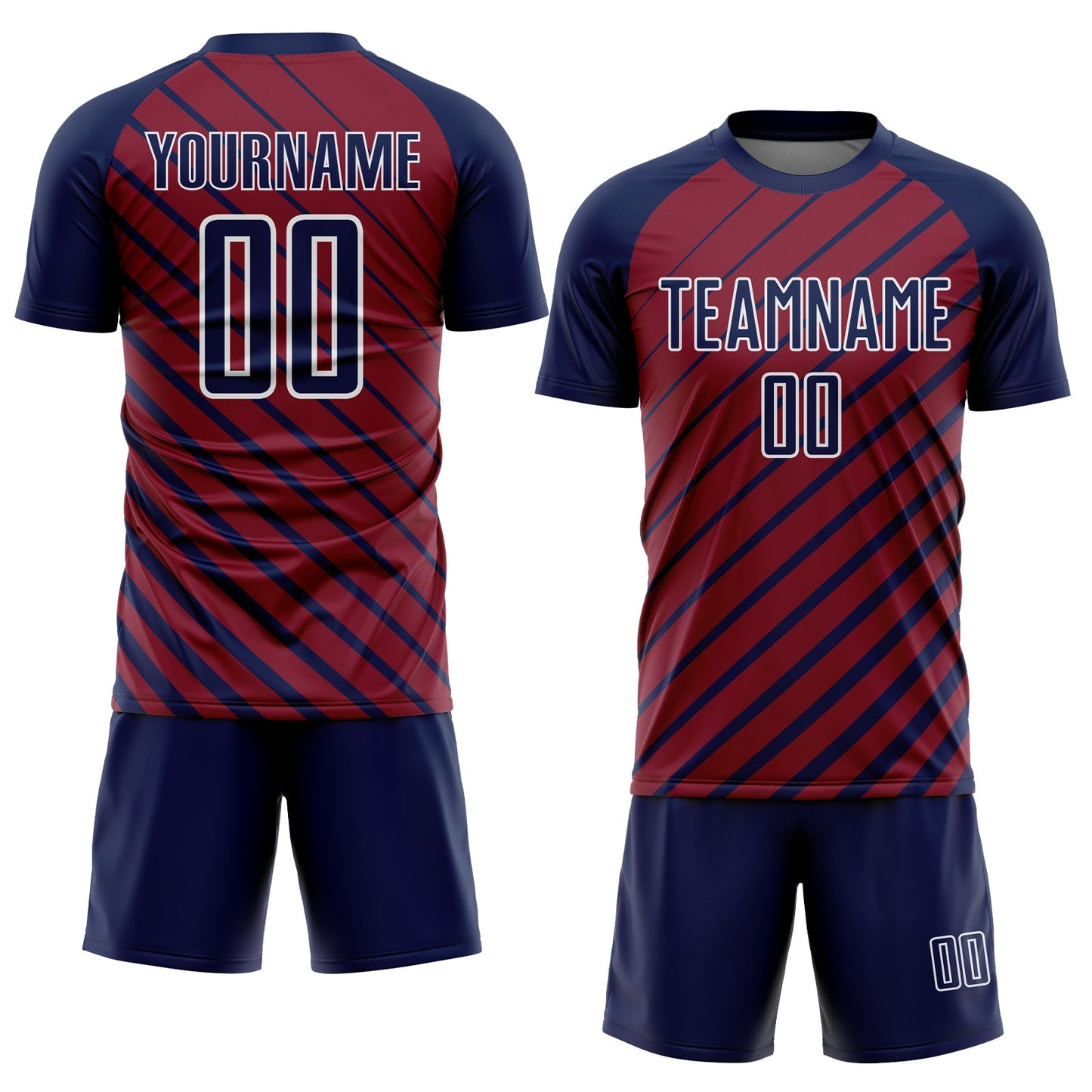 Custom Navy Crimson-White Lines Sublimation Soccer Uniform Jersey view 2