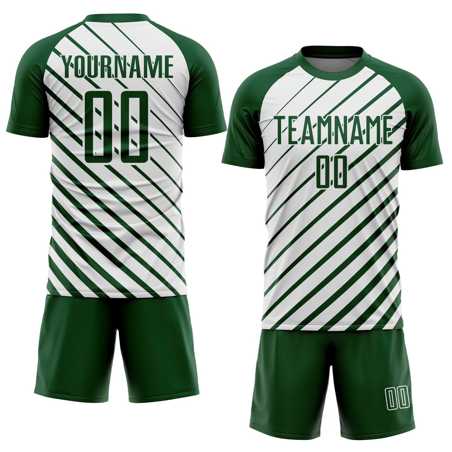 Custom Green White Lines Sublimation Soccer Uniform Jersey view 2