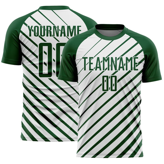 Custom Green White Lines Sublimation Soccer Uniform Jersey - Main View