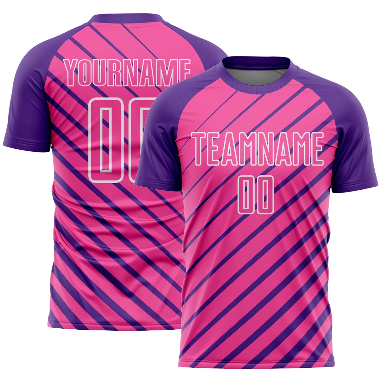 Custom Purple Pink-White Lines Sublimation Soccer Uniform Jersey - Main View