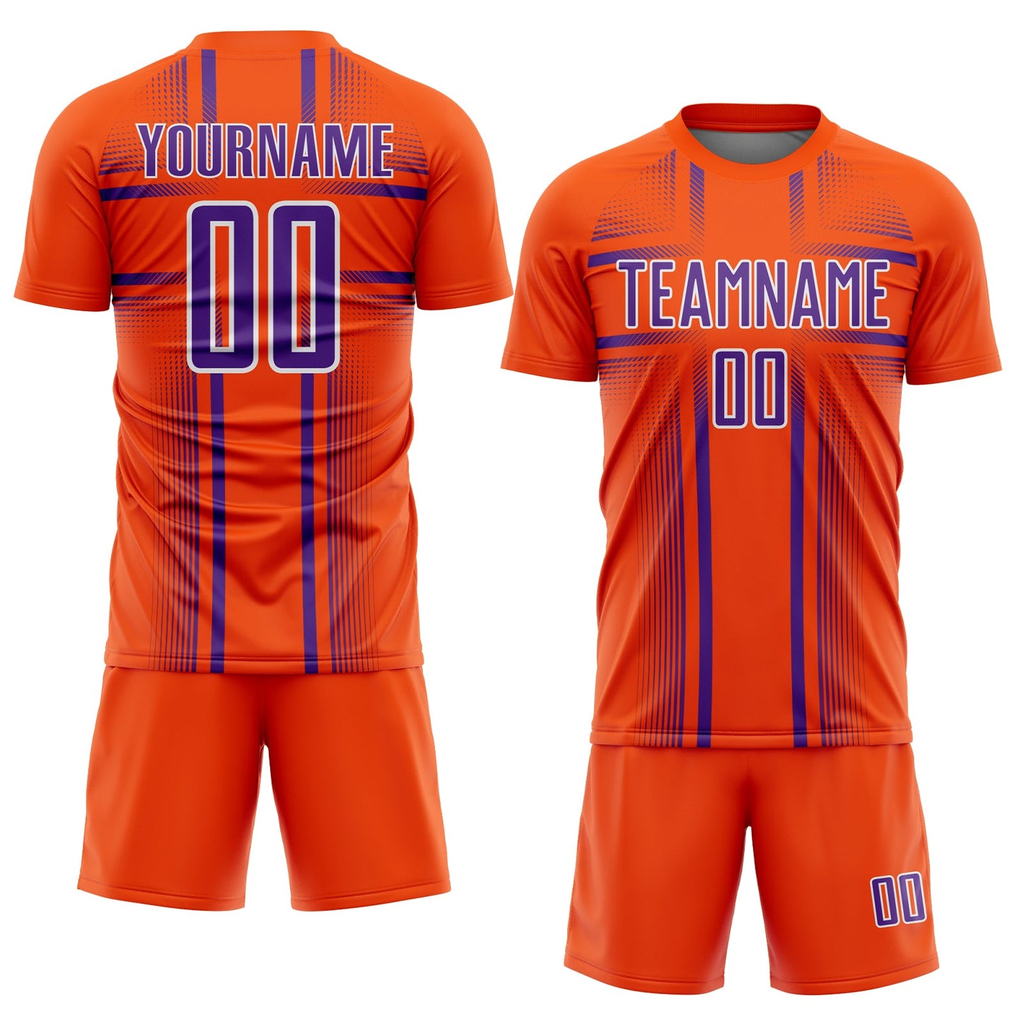 Custom Orange Purple-White Lines Sublimation Soccer Uniform Jersey view 2