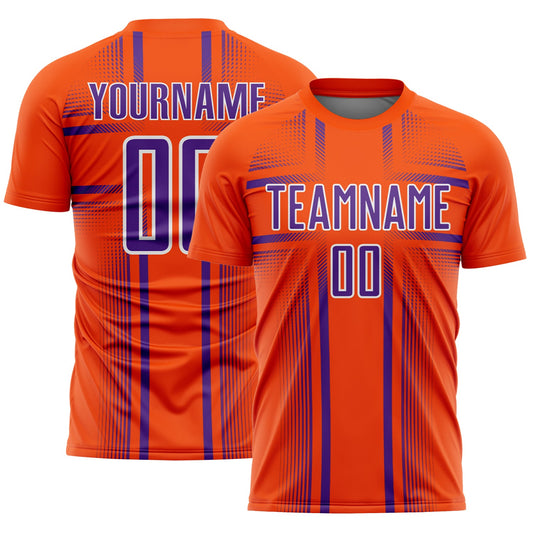 Custom Orange Purple-White Lines Sublimation Soccer Uniform Jersey - Main View