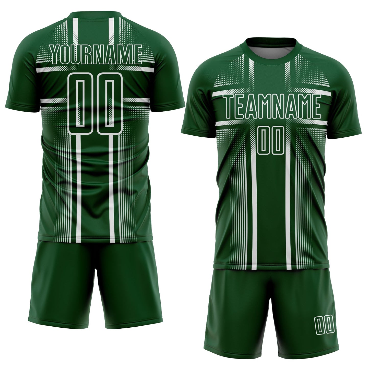 Custom Green White Lines Sublimation Soccer Uniform Jersey view 2