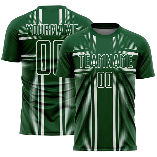 Custom Green White Lines Sublimation Soccer Uniform Jersey - Main View