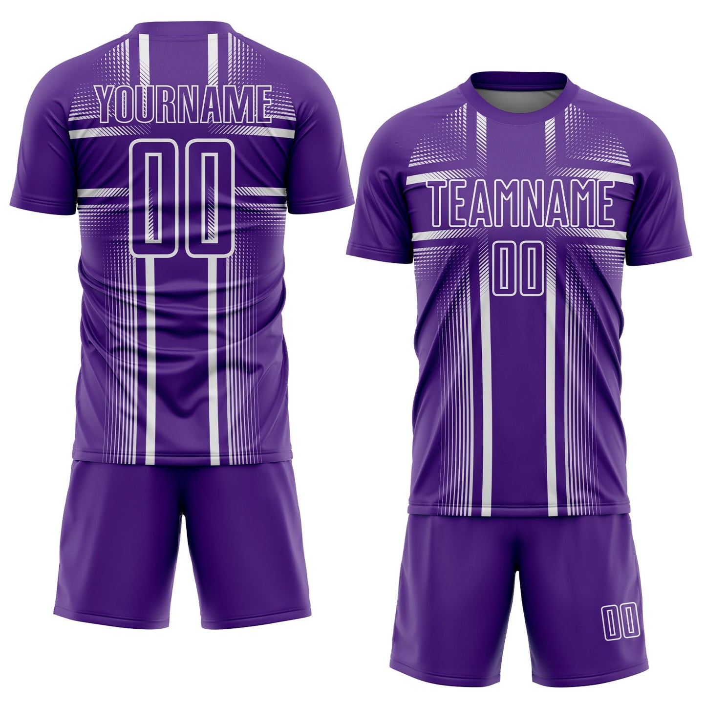 Custom Purple White Lines Sublimation Soccer Uniform Jersey view 2