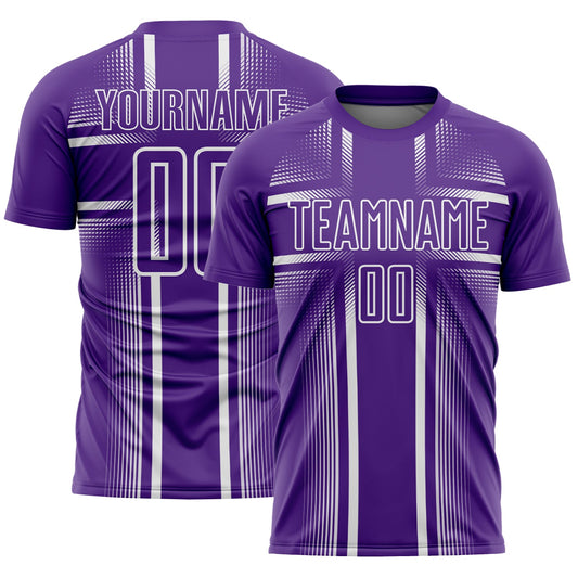 Custom Purple White Lines Sublimation Soccer Uniform Jersey - Main View