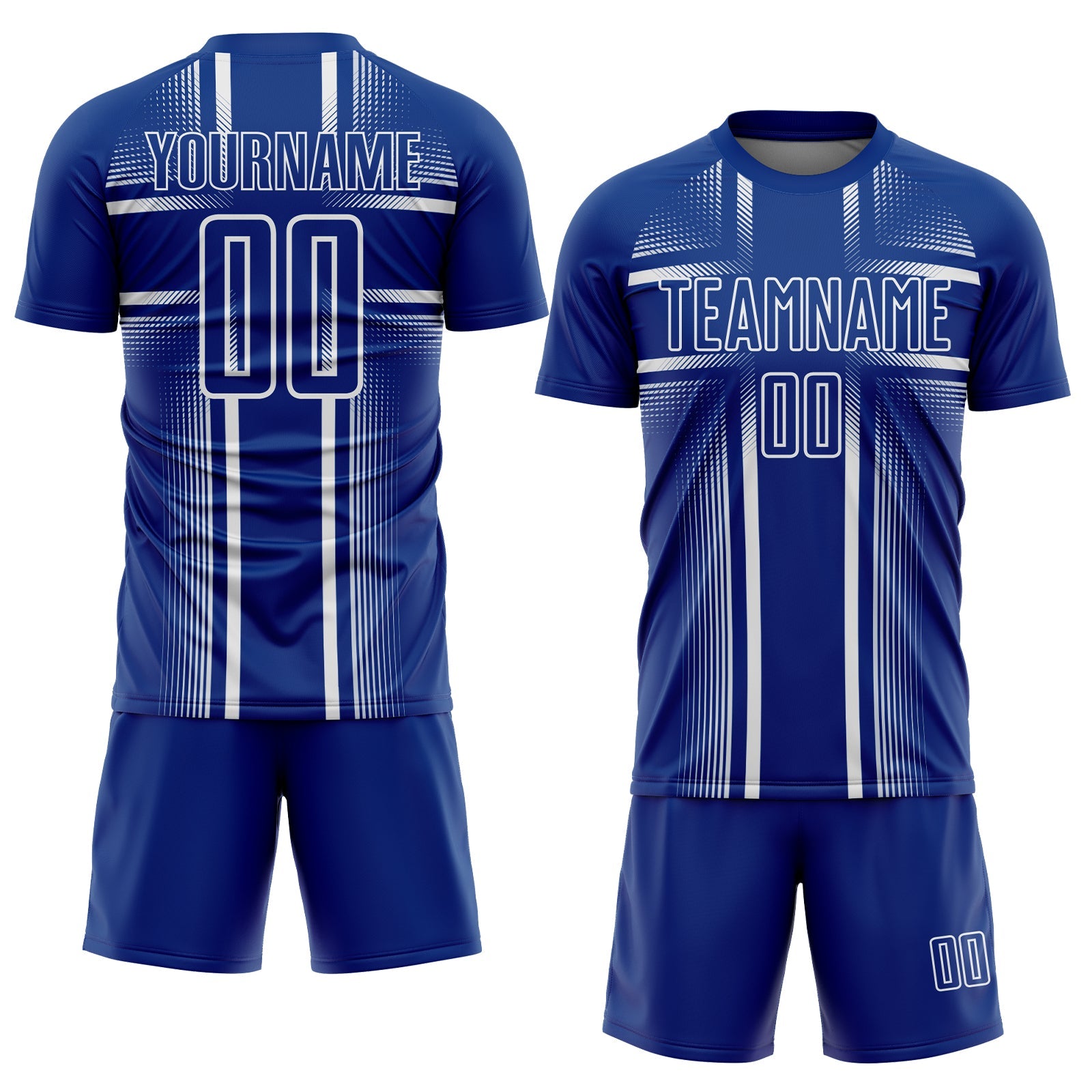Custom Royal White Lines Sublimation Soccer Uniform Jersey view 2