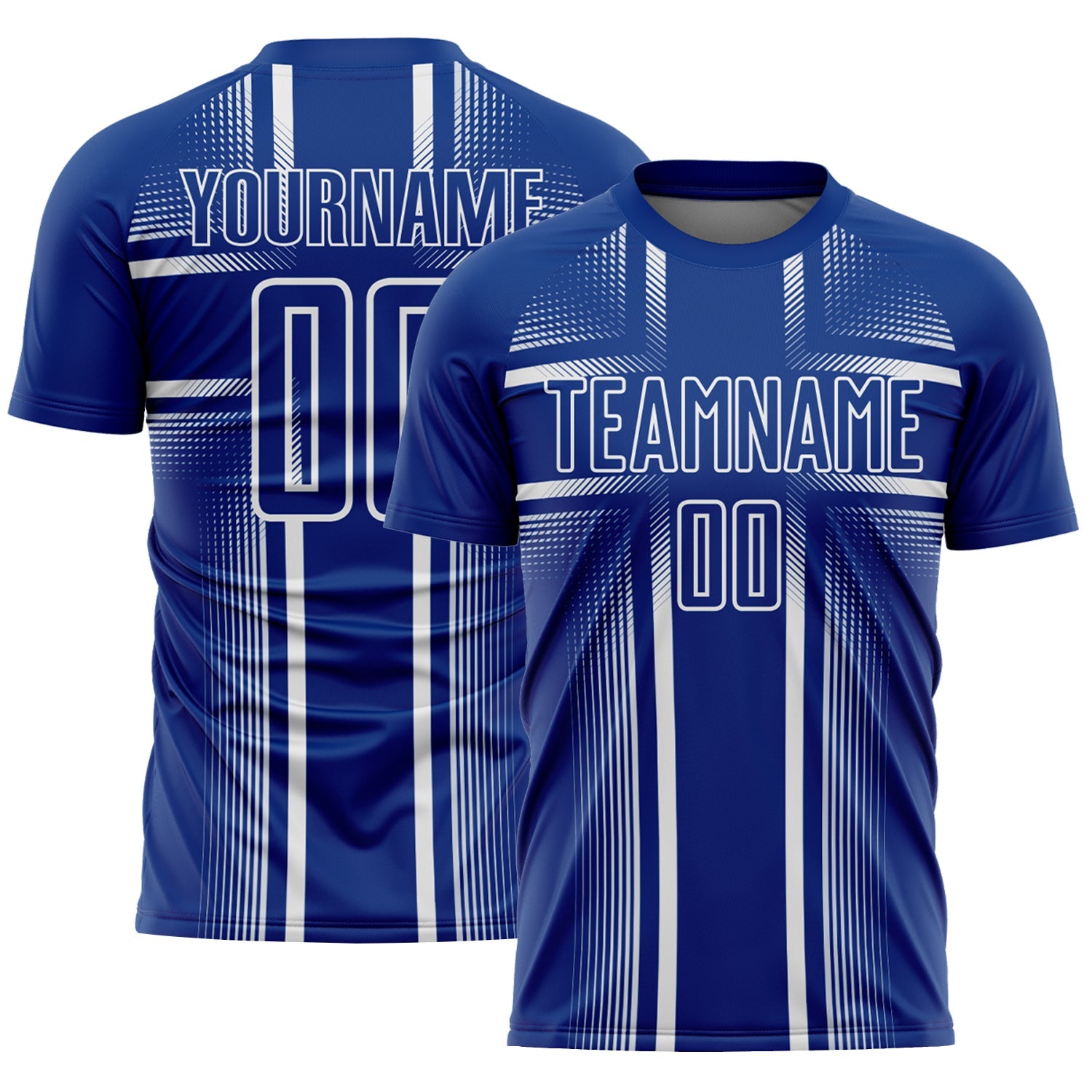 Custom Royal White Lines Sublimation Soccer Uniform Jersey - Main View