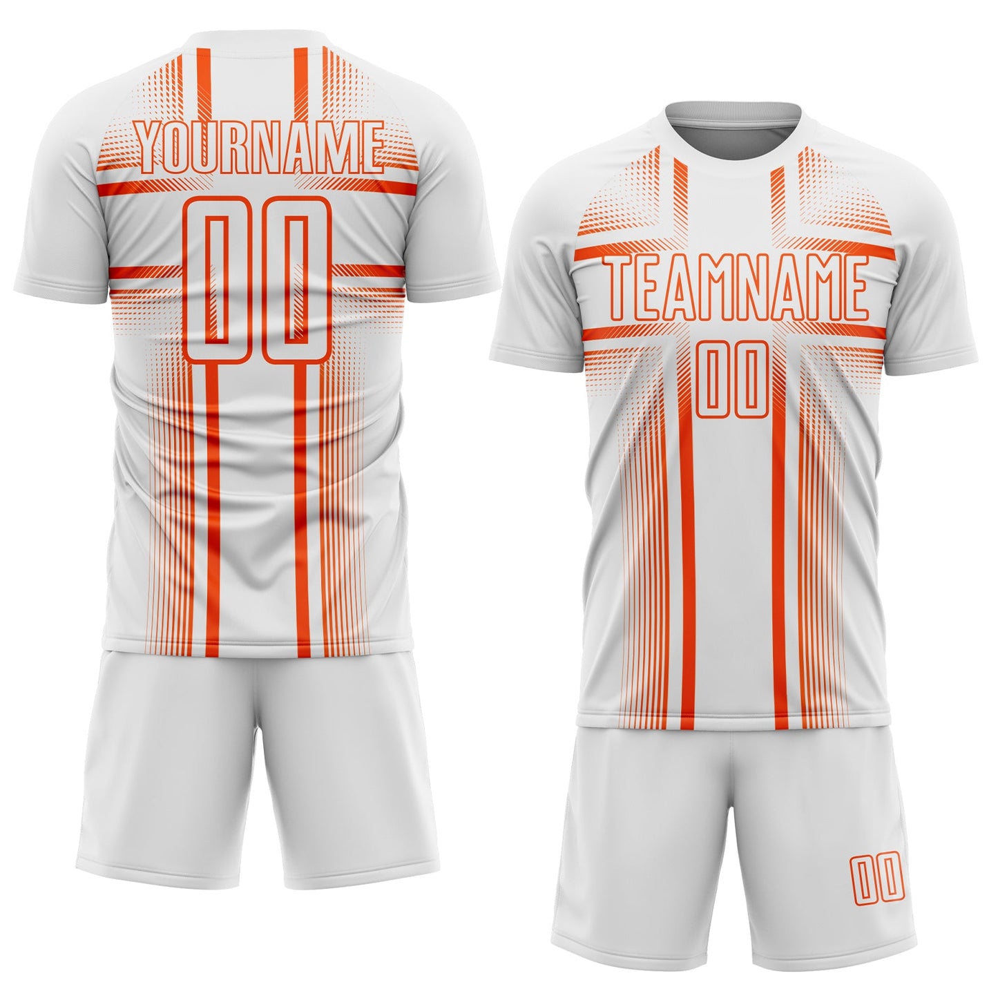 Custom White Orange Lines Sublimation Soccer Uniform Jersey view 2
