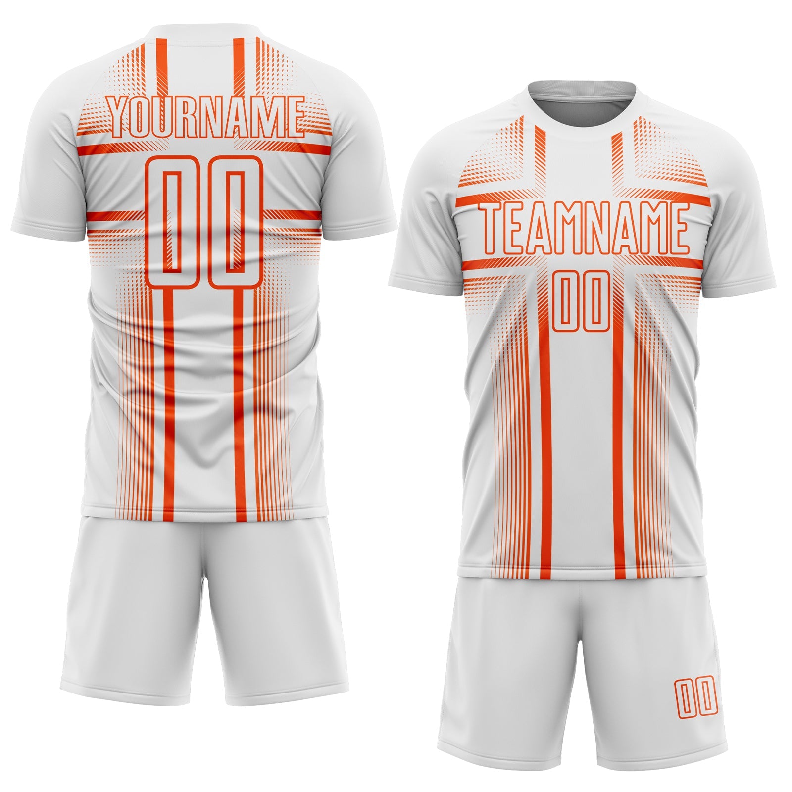 Custom White Orange Lines Sublimation Soccer Uniform Jersey view 2