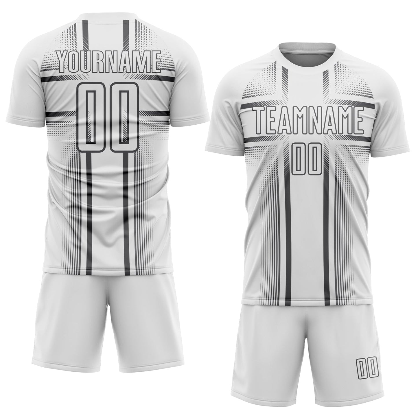 Custom White Steel Gray Lines Sublimation Soccer Uniform Jersey view 2