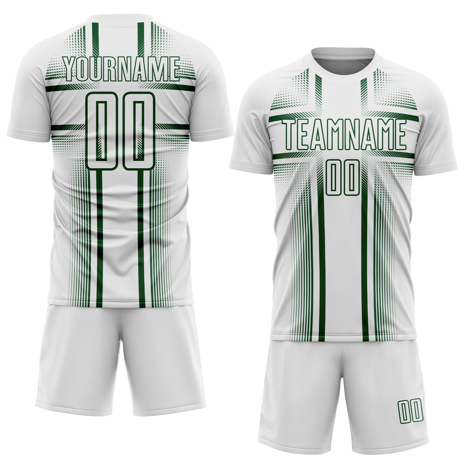 Custom White Green Lines Sublimation Soccer Uniform Jersey view 2