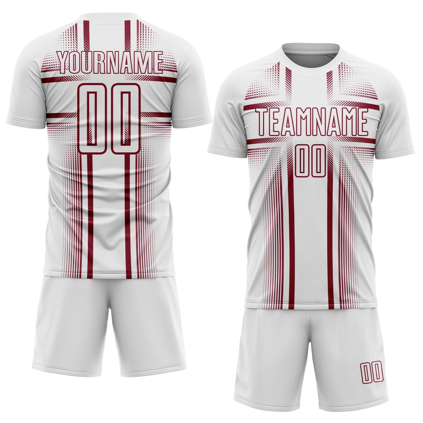 Custom White Crimson Lines Sublimation Soccer Uniform Jersey view 2