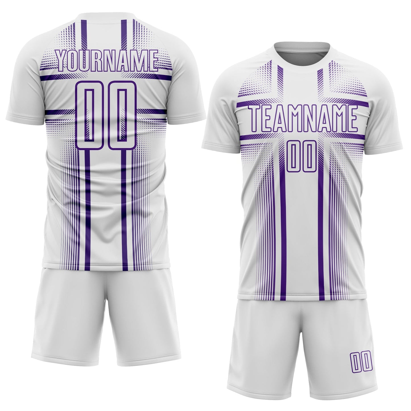 Custom White Purple Lines Sublimation Soccer Uniform Jersey view 2